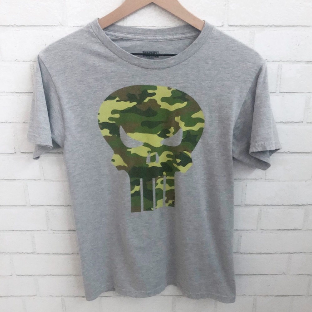 MEN’S MARVEL Camo Skull T-Shirt - Picture 1 of 3